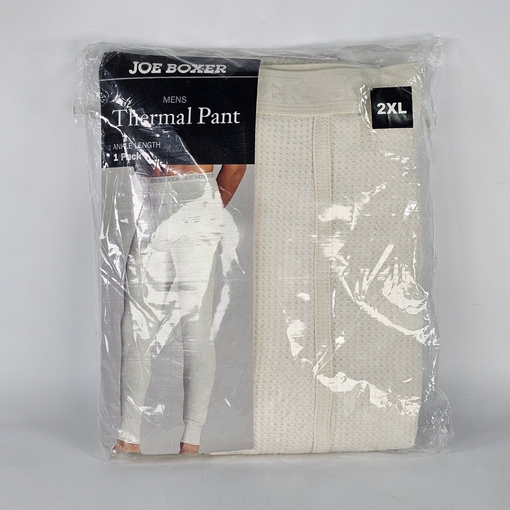 Vintage Joe Boxer Mens Thermal Pant 2XL Ecru White Waffle Knit Ankle Length NIP